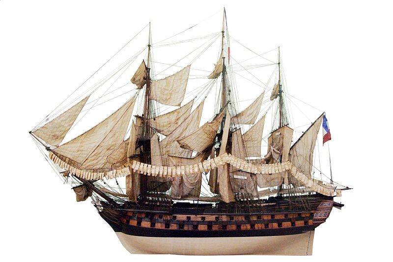 Model of the French ship Achille, sistership to Brave, photographed by Rama at the Musée national de la Marine