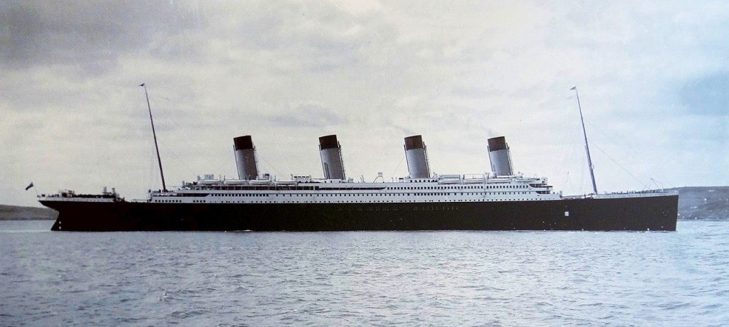 photo of the Titanic in Cobh Harbour, Ireland, just four days before her loss