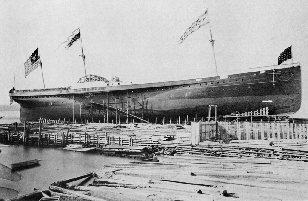 SS Great Republic under construction at the yard of Henry Steers, New York, 1866. 