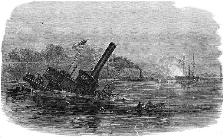 Print of the Sinking of the USS Southfield