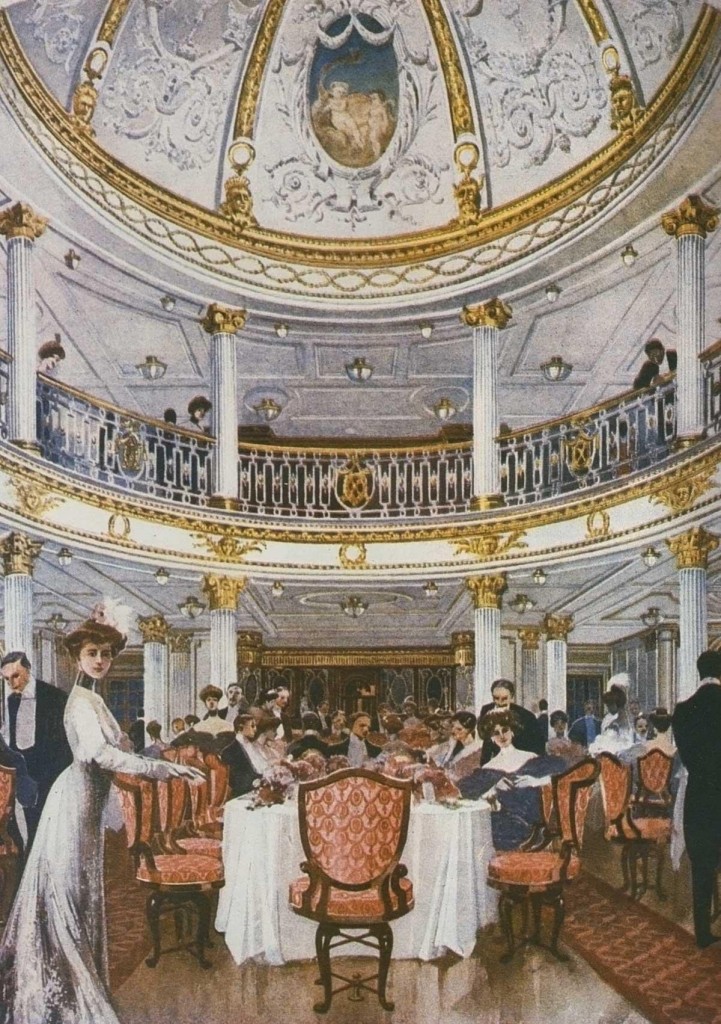 Drawing of Lusitania's 1st Class Dining Room