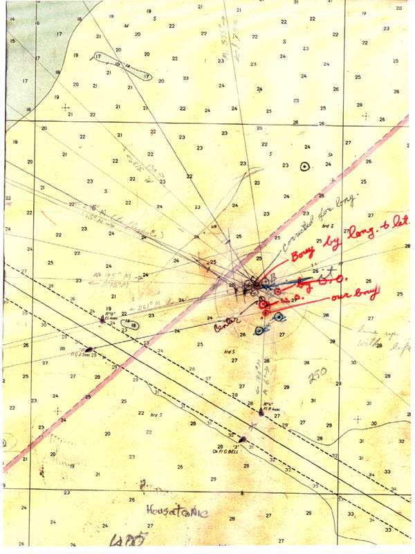 Map by Dr. E. Lee Spence of where he discovered the Hunley