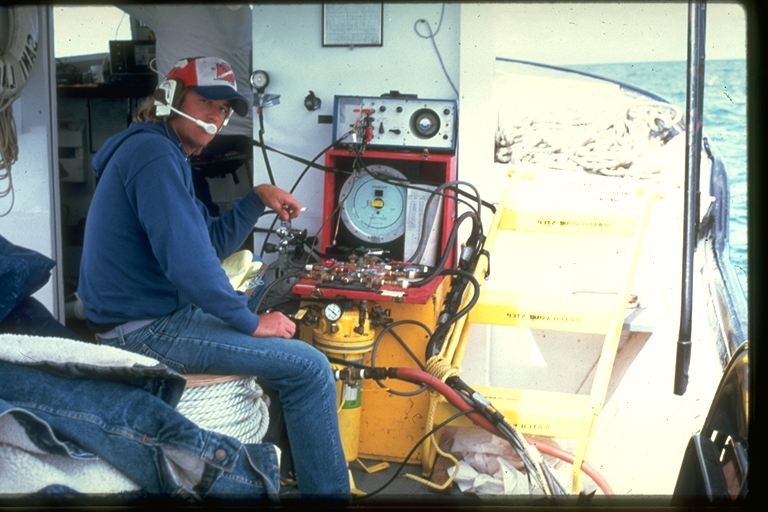 Randy Lathrop at diver air control/intercom box.