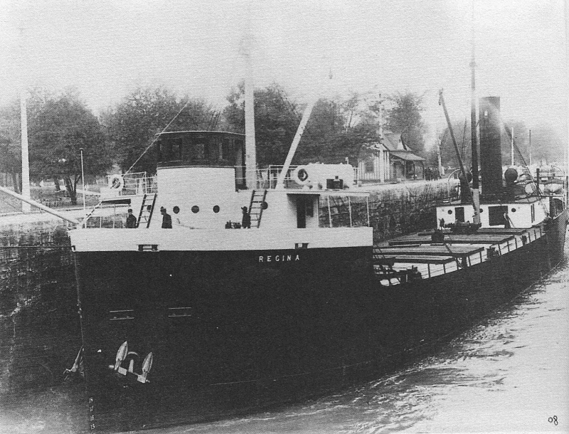 1910 photo of the Regina in the Welland Canal at Port Colbourne.