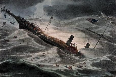 Engraving showing the sinking of the steamer Central America