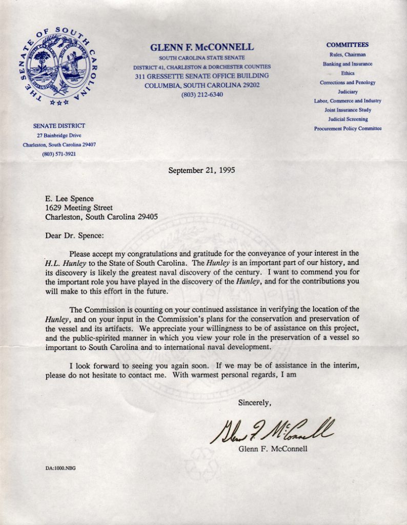 Senator McConnell's thank you letter to Spence dated Sept 21 1995.