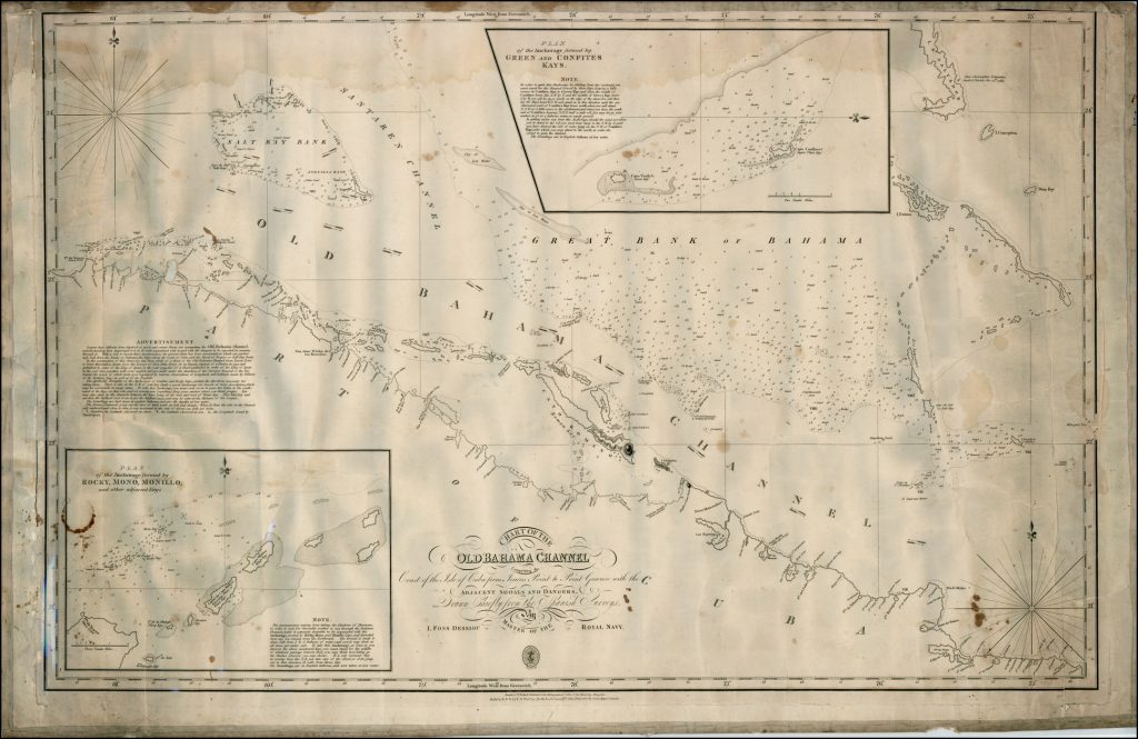 1823 Chart of the Old Bahama Channel with the Adjacent Shoals and Dangers