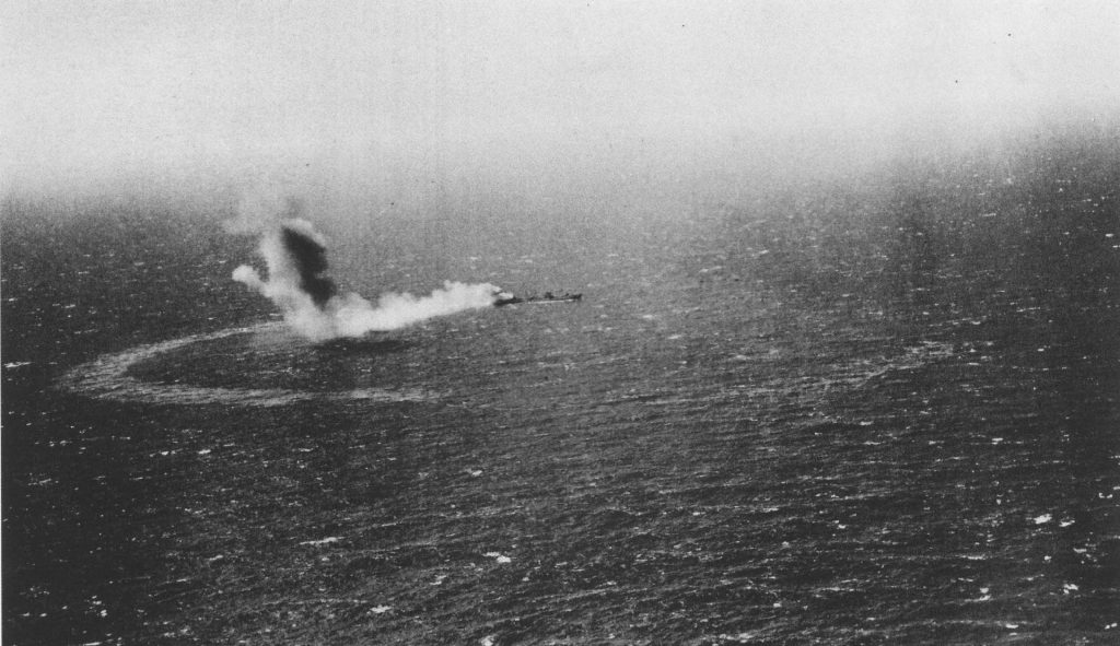 USS Neosho burning, 7 May 1942.