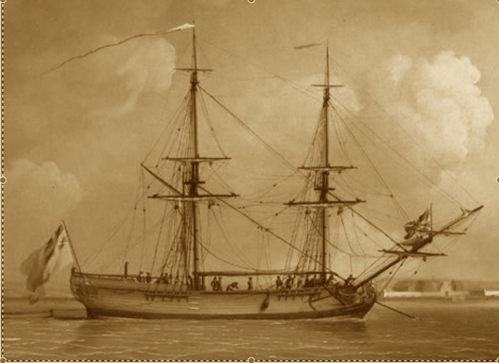 HMS Braak was a brig rigged sloop of war and would have looked much like this.