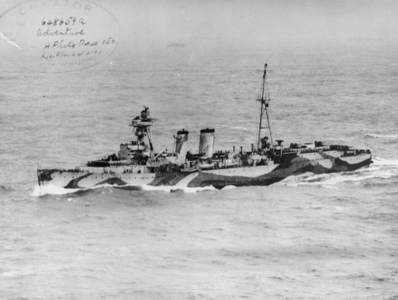 HMS Adventure in February 1943, two months before sinking the Irene