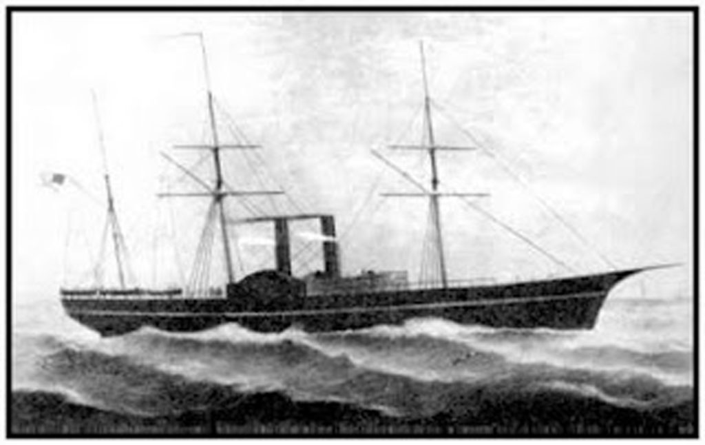 Artist's sketch of the California Gold Rush era sidewheel steamer "Golden Gate"